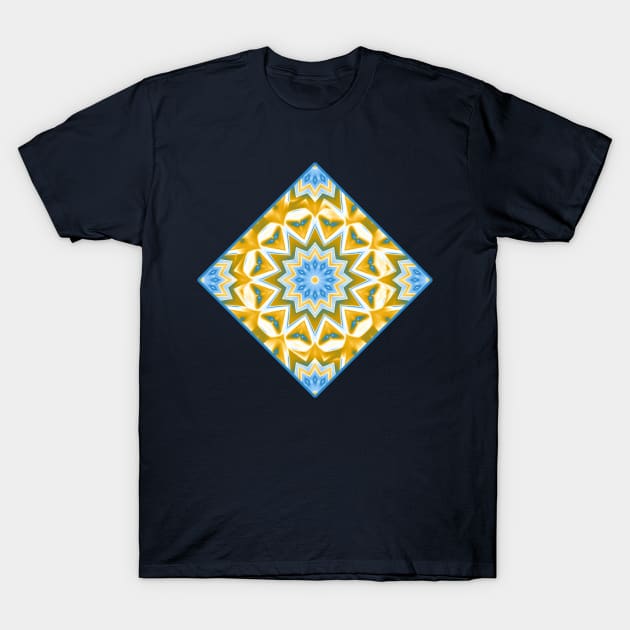 Blue and gold kaleidoscope T-Shirt by hereswendy